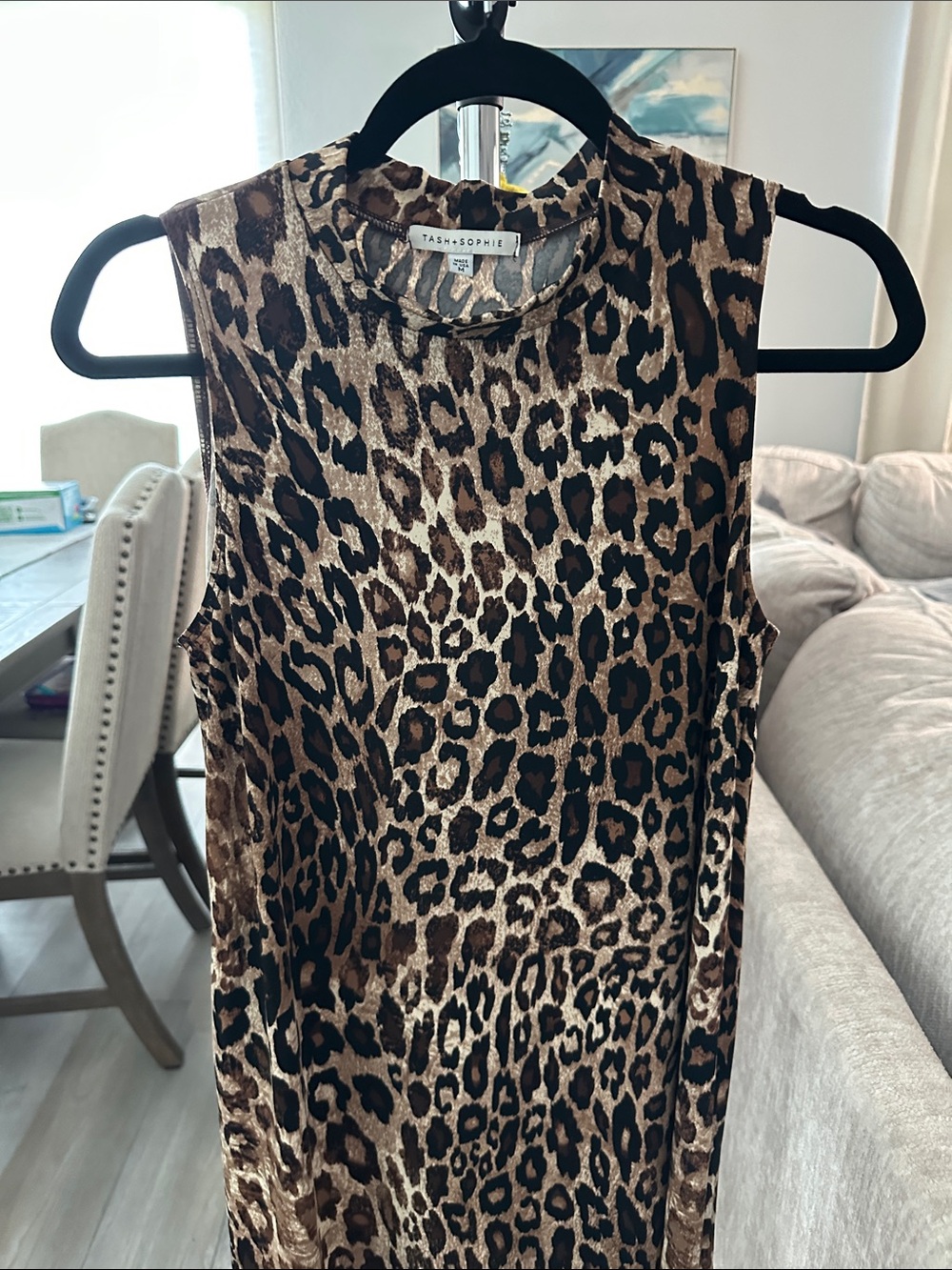 Tash + Sophie Leopard Print Sleeveless Top - Brown